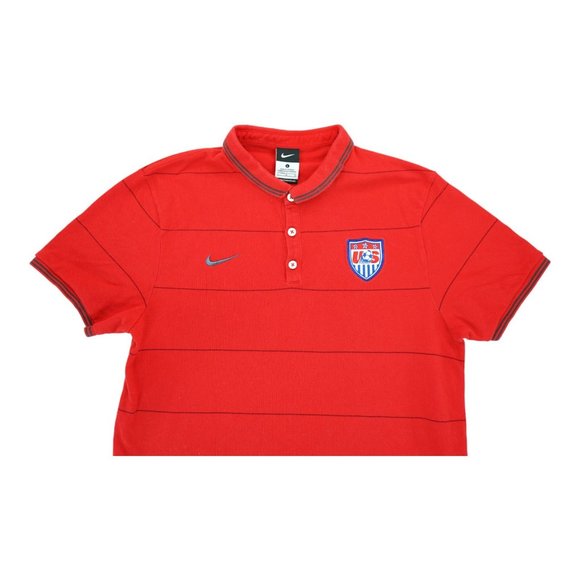 Nike USA Soccer Polo Shirt Womens L Red Striped Soccer US National Team Stretch - Picture 2 of 4